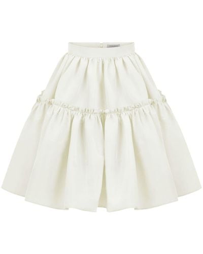 Nina Ricci Ruffle-trim Taffeta Skirt - White