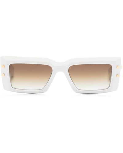 BALMAIN EYEWEAR Impérial Rectangle-frame Sunglasses - White