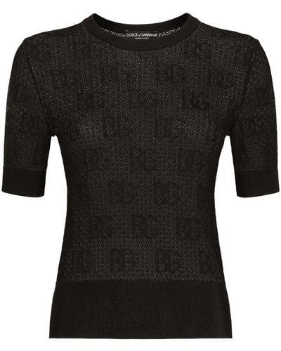 Dolce & Gabbana Top con monograma en jacquard - Negro