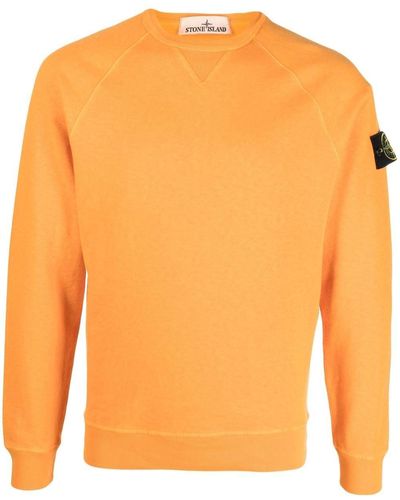 Stone Island Sienna Crew-neck Sweatshirt With "old" Effect - Orange
