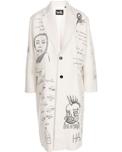 Haculla All-over Drawings Print Coat - White