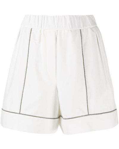Brunello Cucinelli Pantalones cortos con cuentas - Blanco
