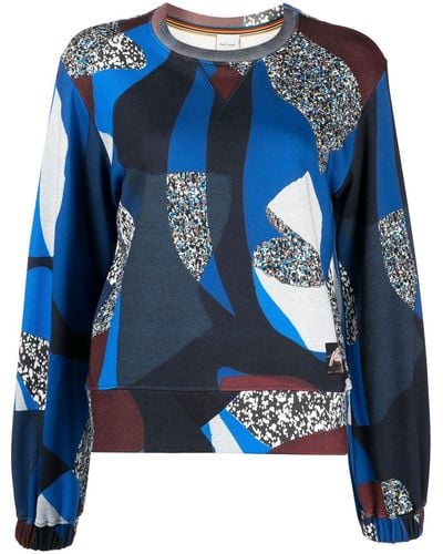 Paul Smith Abstract-pattern Cotton Sweatshirt - Blue