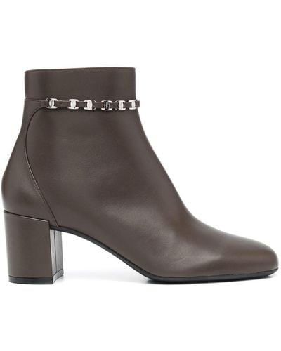Ferragamo Chain-link Leather Ankle Boots - Brown