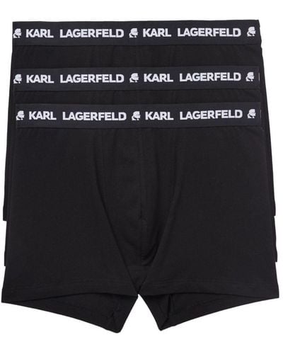 Karl Lagerfeld Logo-waistband Boxers (pack Of Three) - Black