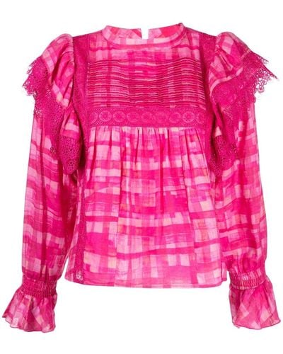 We Are Kindred Chloe Check-pattern Blouse - Pink