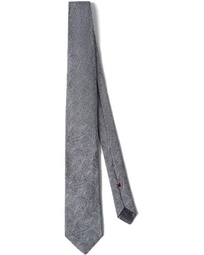 Brunello Cucinelli Cravate en soie à motif cachemire en jacquard - Gris