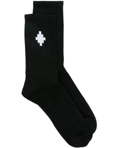 Marcelo Burlon Cross-intarsia Ribbed Socks - Black