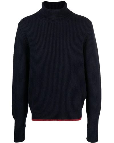 Fay Ribbed-knit Roll-neck Sweatshirt - Blue
