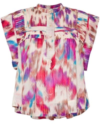 Isabel Marant Leaza Abstract-print Blouse - Pink