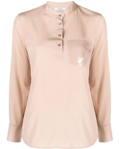 Peserico Sequin-embellished Pocket Buttoned Shirt - Natural