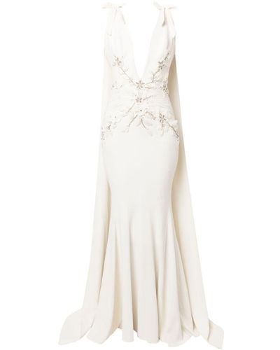 Saiid Kobeisy Canton Kleid mit V-Ausschnitt - Weiß