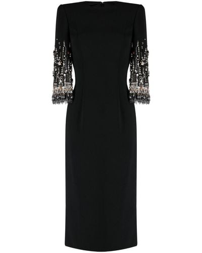 Jenny Packham Bergman Embellished Crepe Gown - Black