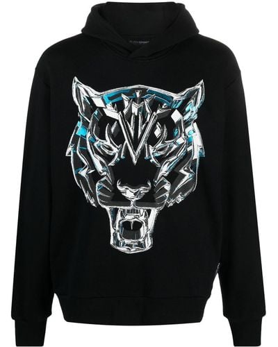 Philipp Plein Chrome Tiger Cotton Sweatshirt - Black