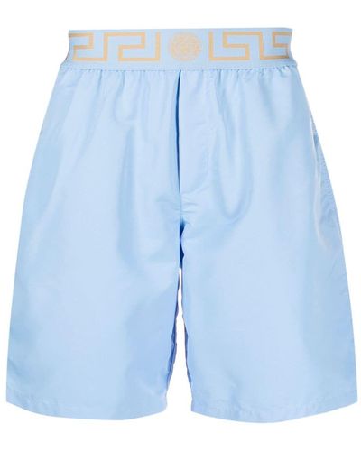 Versace Greca Border Swim Shorts - Blue