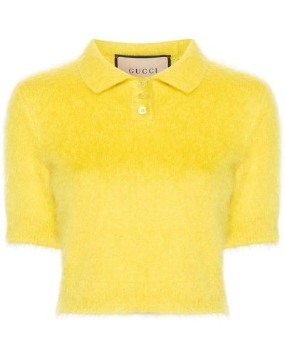 Gucci Wool-cashmere-silk Polo Shirt - Yellow