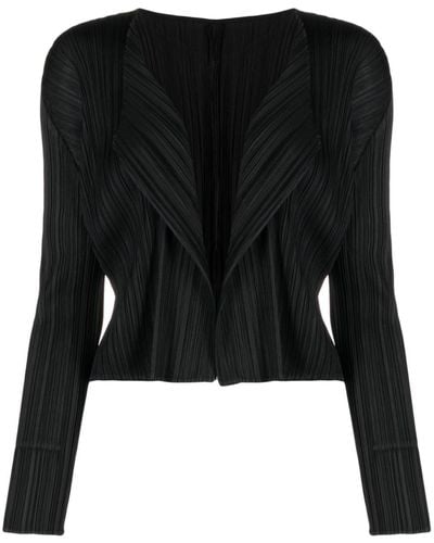 Pleats Please Issey Miyake Plissierter Cardigan - Schwarz