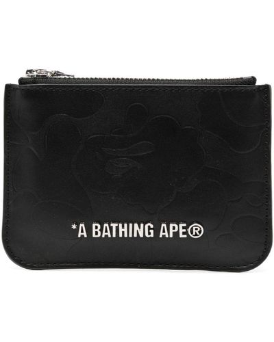 A Bathing Ape Logo-lettering Leather Coin Purse - Black