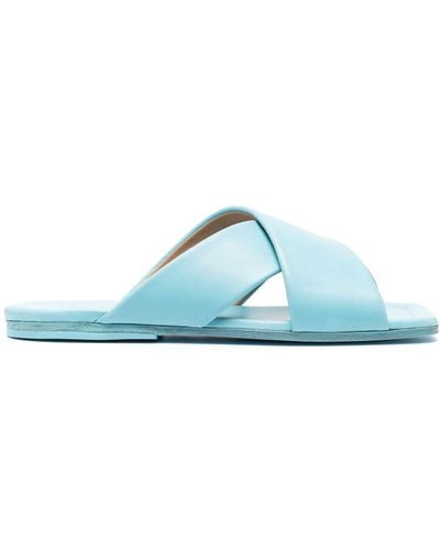 Marsèll Square-toe Leather Slippers - Blue