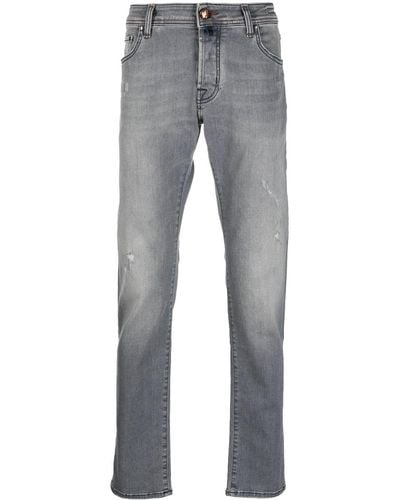 Jacob Cohen Jeans dritti con applicazione logo - Grigio