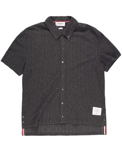 Thom Browne Striped Terry-cloth Shirt - Black