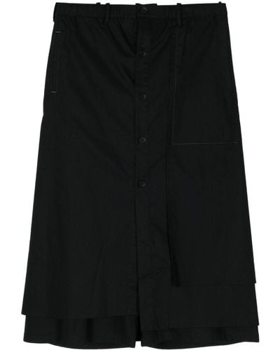 Yohji Yamamoto Wrap Cropped Trousers - Black