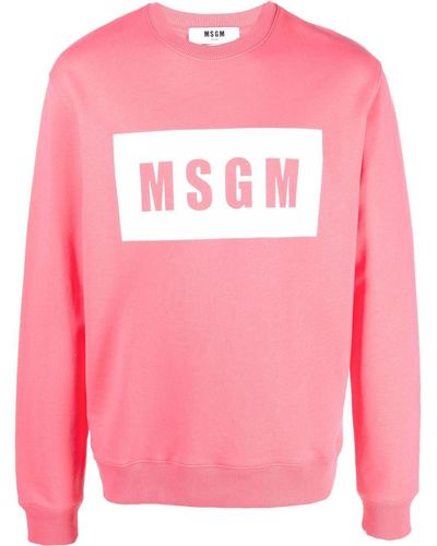 MSGM Logo Print Long-sleeve Sweatshirt - Pink