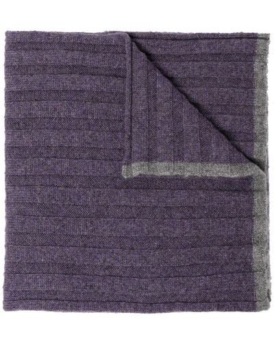 Brunello Cucinelli Ribbed Knit Cashmere Scarf - Purple