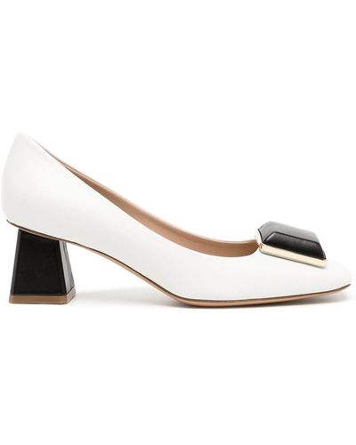 Madison Maison Two-tone Block-heels Pumps - White