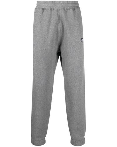 Maison Kitsuné Elasticated-waistband Cotton Track Pants - Gray