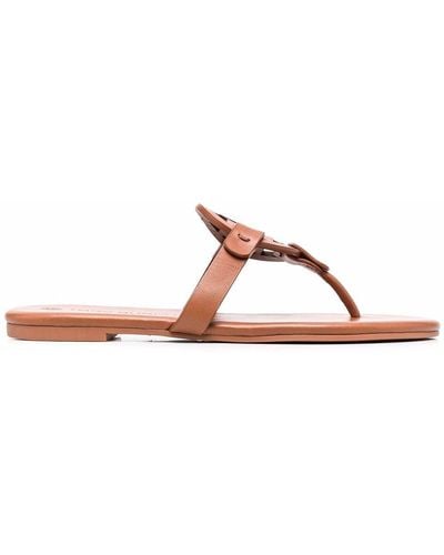 Tory Burch Logo-patch Detail Sandals - Brown