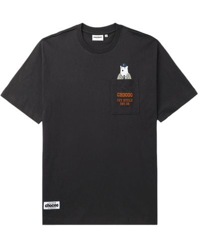 Chocoolate Chocoo Bear Cotton T-shirt - Black