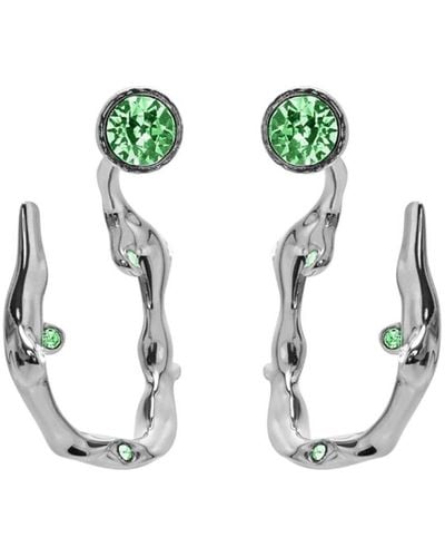 Oscar de la Renta Asymmetric Crystal-embellished Earrings - Green