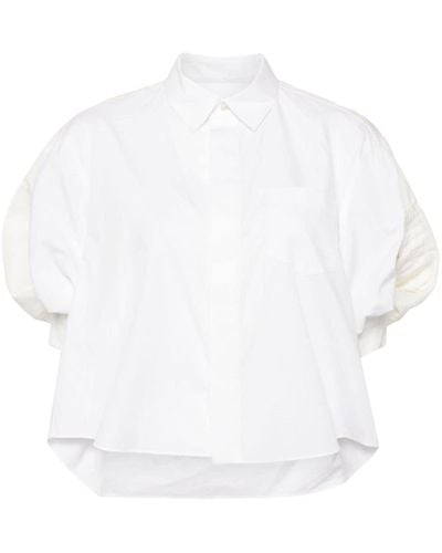 Sacai Zip-detail balloon-sleeve shirt - Bianco