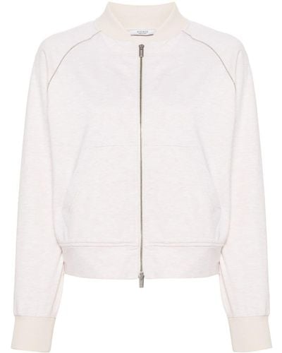 Peserico Mélange-effect zip-up sweatshirt - Bianco