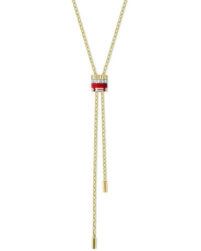 Boucheron 18kt Yellow Gold Mini Quatre Red Edition Diamond And Ceramic Tie Necklace - Metallic