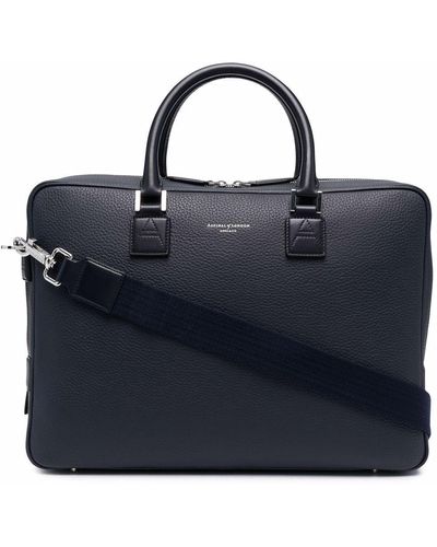 Aspinal of London Mount Street Grained Briefcase - Blue