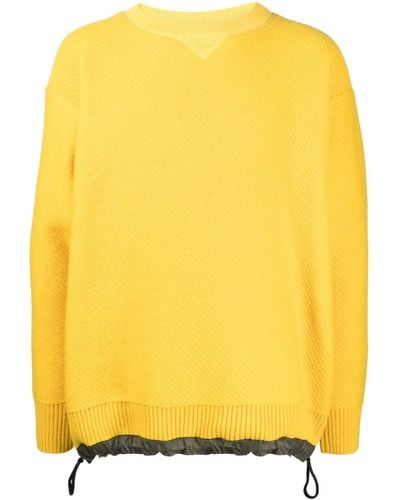 Sacai Drawstring-hem Ribbed-knit Sweater - Yellow