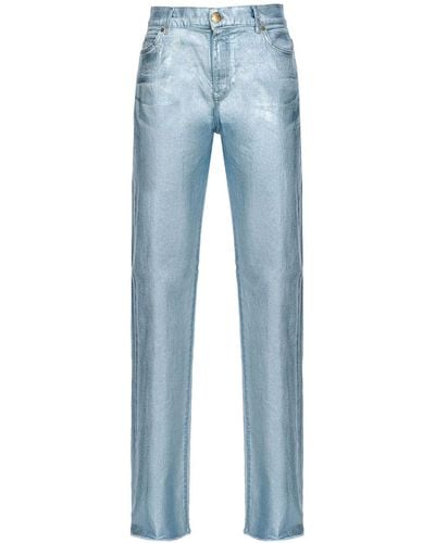 Pinko Metallic-Sheen Straight Jeans - Blue