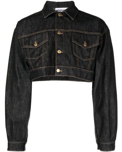 Moschino Cropped Denim Jacket - Black