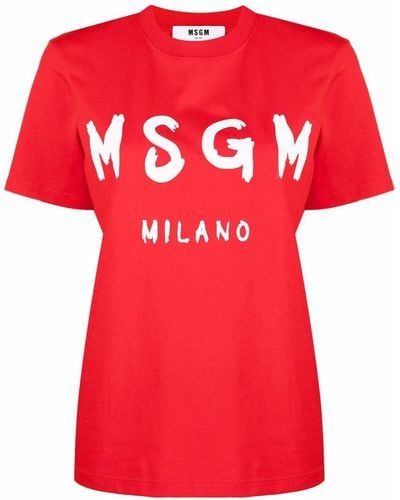 MSGM T-Shirt mit Rundhalsausschnitt - Rot