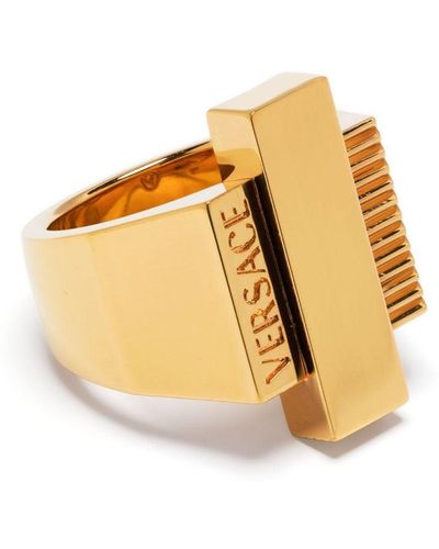Versace Ring Met Gegraveerd Logo - Metallic