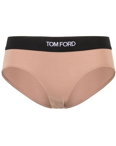 Tom Ford Slip Met Logo Tailleband - Naturel