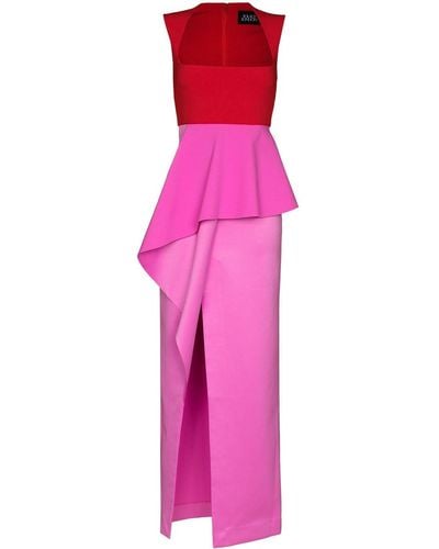 Solace London Ally Two-tone Peplum Gown - Red
