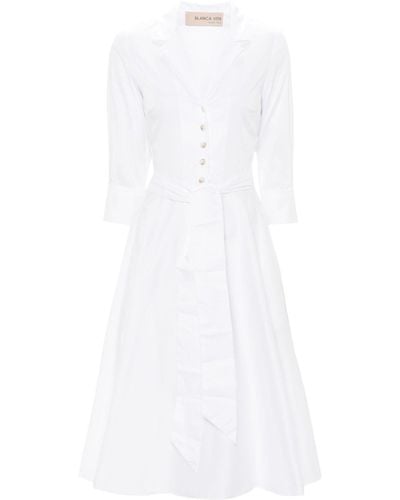 Blanca Vita Robe-chemise en popeline - Blanc