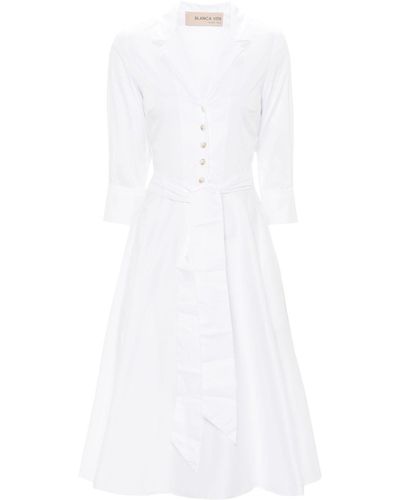 Blanca Vita Allamanda Poplin Shirt Dress - White