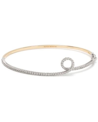 Delfina Delettrez 18kt Yellow Gold And Diamond Single Loop Bracelet - White