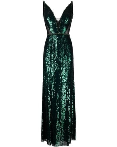 Jenny Packham Ayanna Sequinned Sleeveless Gown - Green