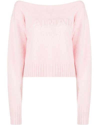 Balmain Blush Pink Virgin Wool-wool-cashmere Blend Sweater