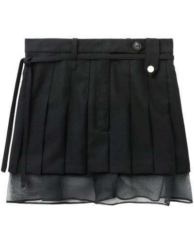 Egonlab Pleated layered mini skirt - Negro